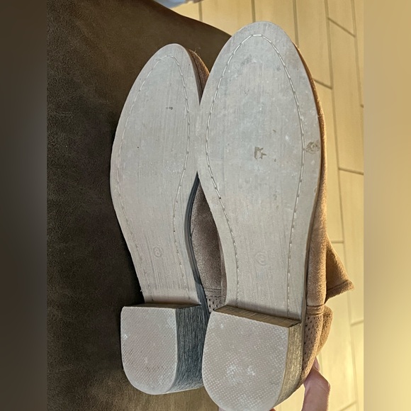 Taupe Suede Cutout Ankle Booties | Low Stacked Heel | Size 8 - Picture 5 of 7